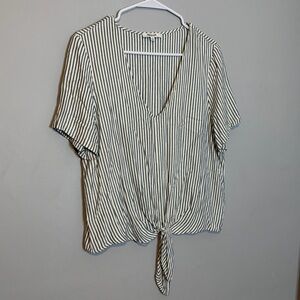Madewell Striped Tie-Front Blouse
